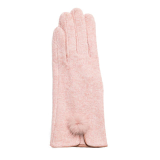 Light pink  Jennifer glove in faux suede with matching pom pom accent