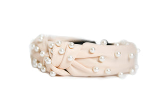 Blush pink headband with pearl detail