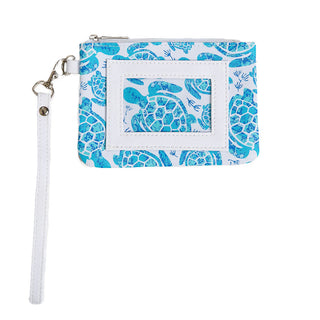 Blue Sea Turtle print ID Wristlet