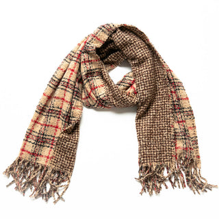 tan and brown plaid reversible Rita scarf