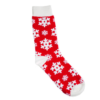 Red with white snowflakes and edging Crew Socks