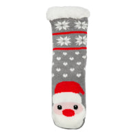 Santa on gray slipper sock
