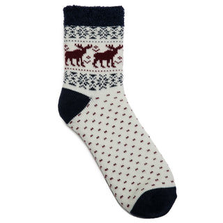 navy and white moose wintry socks
