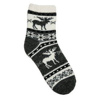 gray moose wintry sock
