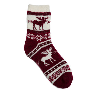 maroon moose wintry sock