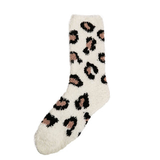 cream super soft leopard socks