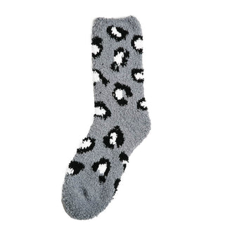 gray  super soft leopard socks