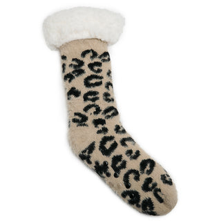 Leopard print slipper sock