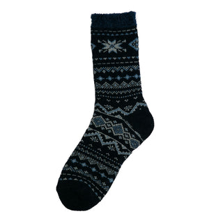 Navy and gray wintry print slipper sock