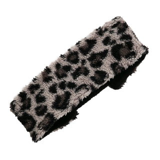 grey leopard sherpa headband
